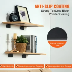 VEVOR Shelf Bracket, 12”L x 4”W x 1.6”H 6 Pcs, Heavy Duty Floating Shelf Brackets, Brackets for Shelves, 5mm Thick Matte Black L Shelf Bracket,Steel Shelving Brackets with 160 lbs Load Capacity