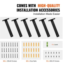 VEVOR Shelf Bracket, 12”L x 4”W x 1.6”H 6 Pcs, Heavy Duty Floating Shelf Brackets, Brackets for Shelves, 5mm Thick Matte Black L Shelf Bracket,Steel Shelving Brackets with 160 lbs Load Capacity