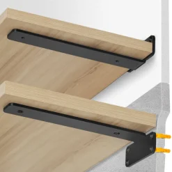 VEVOR Shelf Bracket, 12”L x 4”W x 1.6”H 6 Pcs, Heavy Duty Floating Shelf Brackets, Brackets for Shelves, 5mm Thick Matte Black L Shelf Bracket,Steel Shelving Brackets with 160 lbs Load Capacity