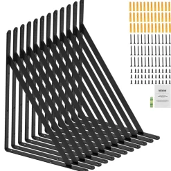 VEVOR Shelf Bracket, 18 x 12 in 12 Pcs, Heavy Duty Floating Shelf Brackets, Brackets for Shelves, 3mm Thick Matte Black Triangle Shelf Bracket,Steel Shelving Brackets with 160 lbs Load Capacity