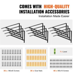 VEVOR Shelf Bracket, 18 x 12 in 12 Pcs, Heavy Duty Floating Shelf Brackets, Brackets for Shelves, 3mm Thick Matte Black Triangle Shelf Bracket,Steel Shelving Brackets with 160 lbs Load Capacity