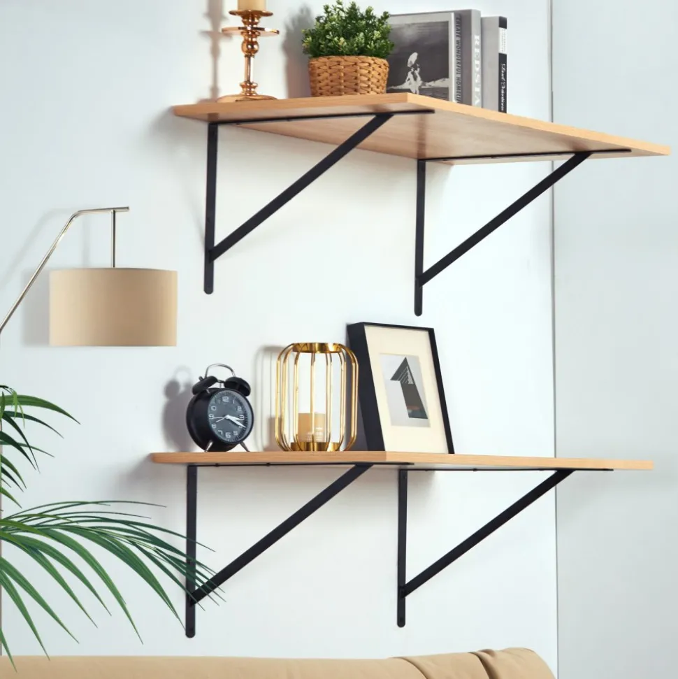 VEVOR Shelf Bracket, 12 x 8 in 10 Pcs, Heavy Duty Floating Shelf Brackets, Brackets for Shelves, 3mm Thick Matte Black Triangle Shelf Bracket,Steel Shelving Brackets with 160 lbs Load Capacity