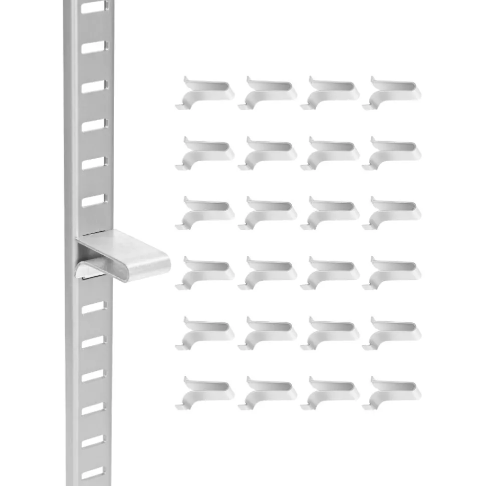VEVOR Shelf Clips, 40 Pack, Adjustable Steel Pilaster Shelf Clips Support for Metal, Wood, Glass Shelves, Compatible with Wardrobes, Cabinets, Bookcases, Shoe Racks and Display Racks (Silver)