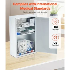 VEVOR 3-Shelf First Aid Cabinet, 1000 Pieces, Large Capacity First Aid Kit, Wall Mounted Medicine Cabinet, OSHA & ANSI 2015 (Class A), Industrial Emergency Metal Med Box, for Business and Worksite