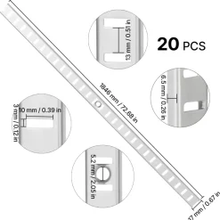 VEVOR Shelf Pilaster, 72.7-inch 20 Pack, Adjustable Shelf Brackets Steel Mortise Mount Pilaster Strip Standards with 140 Screws, Suitable for Wall Shelving System Cabinet Closet Organization