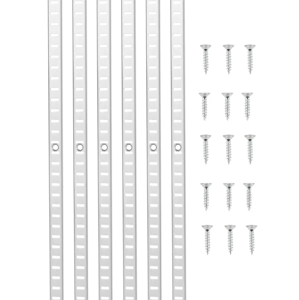 VEVOR Shelf Pilaster, 72.7-inch 20 Pack, Adjustable Shelf Brackets Steel Mortise Mount Pilaster Strip Standards with 140 Screws, Suitable for Wall Shelving System Cabinet Closet Organization