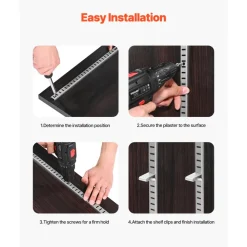 VEVOR Shelf Pilaster, 36.3-inch 8 Pack, Adjustable Shelf Brackets Steel Mortise Mount Pilaster Strip Standards with 32 Screws, Suitable for Wall Shelving System Cabinet Closet Organization