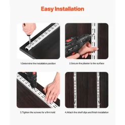VEVOR Shelf Pilaster, 60-inch 5 Pack, Dual Track Upright Wall Shelving System, Heavy Duty Support System Twin Slot Shelf Rails, 25 Screws, Suitable for Cabinet Closet Organization Storage, Silver