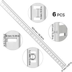VEVOR Shelf Pilaster, 36.3-inch 6 Pack, Adjustable Shelf Brackets Steel Mortise Mount Pilaster Strip Standards with 24 Screws, Suitable for Wall Shelving System Cabinet Closet Organization