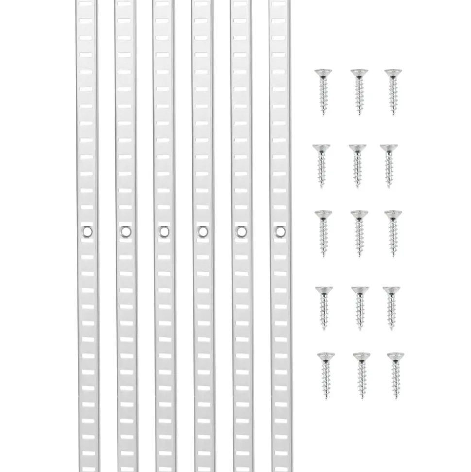 VEVOR Shelf Pilaster, 36.3-inch 6 Pack, Adjustable Shelf Brackets Steel Mortise Mount Pilaster Strip Standards with 24 Screws, Suitable for Wall Shelving System Cabinet Closet Organization