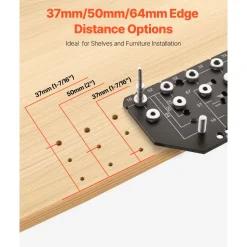 VEVOR Shelf Pin Jig and Hinge Jig Two-in-One, Aluminum Alloy Cabinet Hardware Hole Drilling Template with 1/4