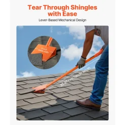 VEVOR Shingle Shovel 2 Pack, D-Grip Handle Shingle Roof Ripper, High Hardness 45# Steel & Lightweight Easy Tearing Off Roofing & Nails Tool, ideal for Commercial and Residential Use,Orange