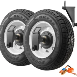 VEVOR Shipping Container Wheels 8-Lug Wheels Kit, Heavy Duty Shipping Container Accessories with Ratchet Tie Down-Moves 20 ft - 40 ft, Secure Transport for Dock, Warehouse, Construction Site, Black