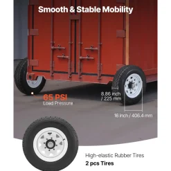 VEVOR Shipping Container Wheels 8-Lug Wheels Kit, Heavy Duty Shipping Container Accessories with Ratchet Tie Down-Moves 20 ft - 40 ft, Secure Transport for Dock, Warehouse, Construction Site, Black