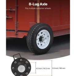 VEVOR Shipping Container Wheels 8-Lug Wheels Kit, Heavy Duty Shipping Container Axle with Ratchet Tie Down-Moves 20 ft - 40 ft, Secure Transport for Dock, Warehouse, Construction Site, Black