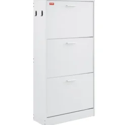 VEVOR Shoe Cabinet with 3 Flip Drawers, Shoe Storage Cabinet for Entryway, Free Standing Shoe Storage Organizer with Side Hooks for Heels, Boots, Slippers in Hallway, Living Room
