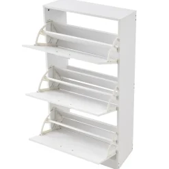 VEVOR Shoe Cabinet with 3 Flip Drawers, Shoe Storage Cabinet for Entryway, Free Standing Shoe Storage Organizer with Side Hooks for Heels, Boots, Slippers in Hallway, Living Room