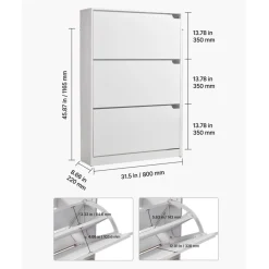 VEVOR Shoe Cabinet with 3 Flip Drawers, Modern Shoes Storage Cabinet with Anti-Tipping Device, Freestanding Shoe Rack Organizer, Ideal for Entryway, Hallway, Bedroom, Living Room, Closet, White