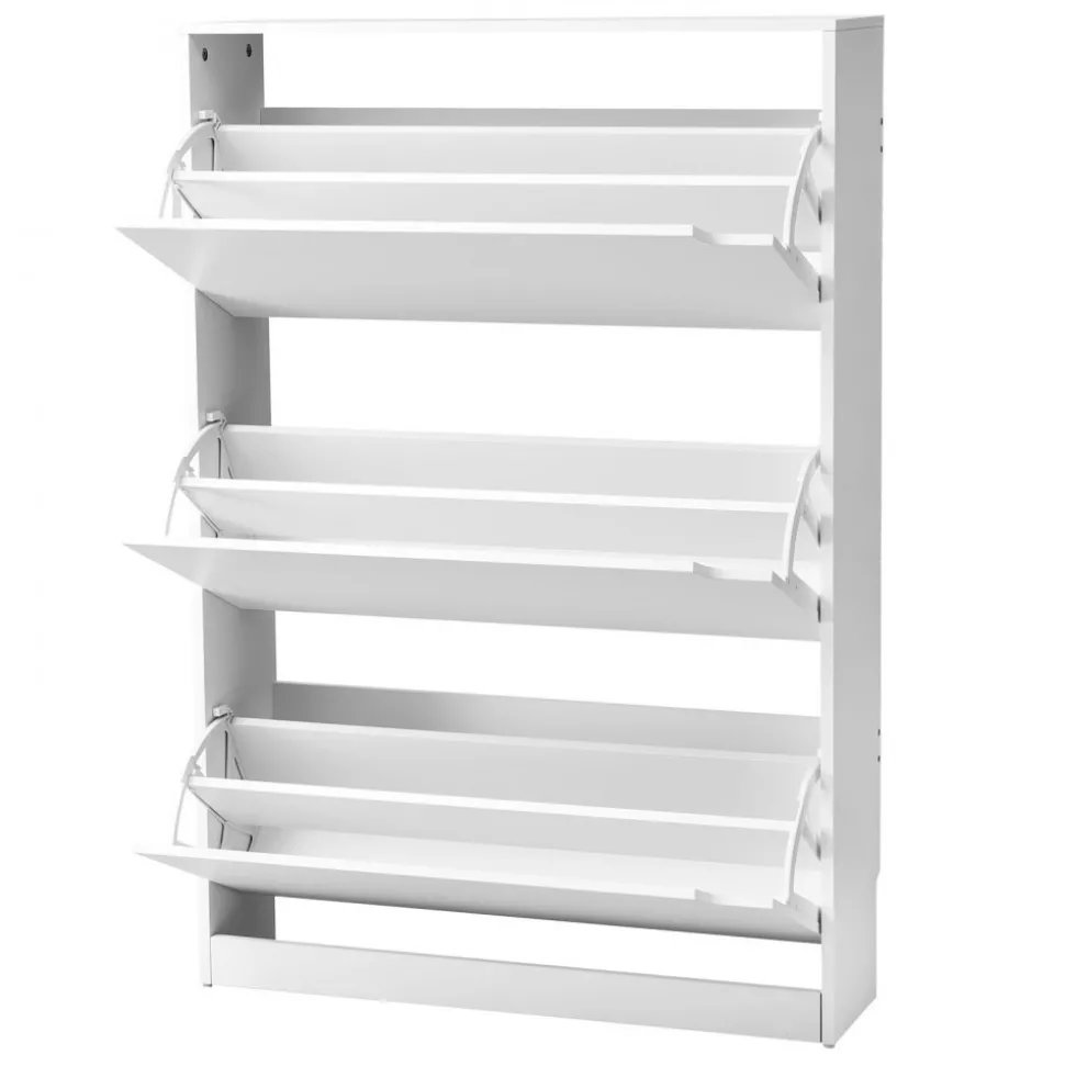 VEVOR Shoe Cabinet with 3 Flip Drawers, Modern Shoes Storage Cabinet with Anti-Tipping Device, Freestanding Shoe Rack Organizer, Ideal for Entryway, Hallway, Bedroom, Living Room, Closet, White