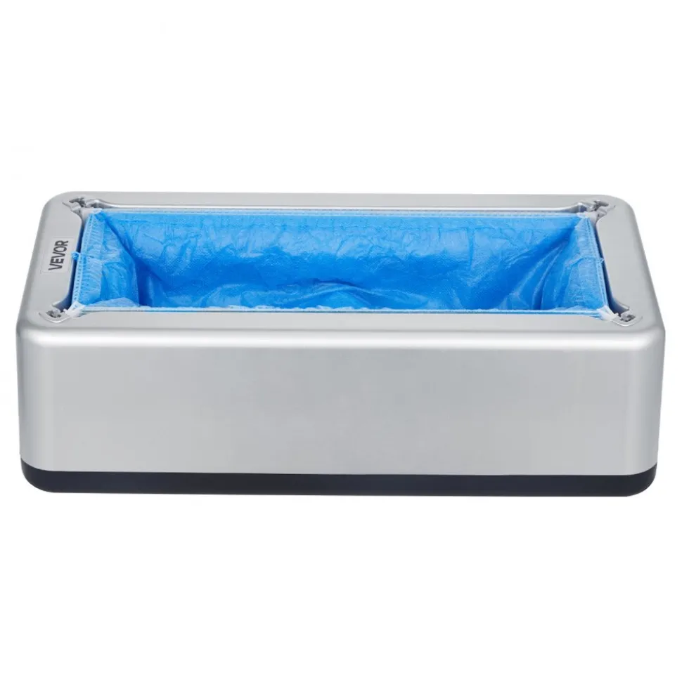 VEVOR Shoe Cover Dispenser, Automatic Shoe Covers Dispenser with 100 Pcs of Non-Slip Disposable Shoes Covers, Fits Size Up to US 11, for Home, Office, Lab, Factory, Hospital, Indoor Use, Silver