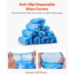 VEVOR Shoe Cover Dispenser, Automatic Shoe Covers Dispenser with 100 Pcs of Non-Slip Disposable Shoes Covers, Fits Size Up to US 11, for Home, Office, Lab, Factory, Hospital, Indoor Use, Silver