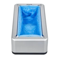 VEVOR Shoe Cover Dispenser, Automatic Shoe Covers Dispenser with 100 Pcs of Non-Slip Disposable Shoes Covers, Fits Size Up to US 11, for Home, Office, Lab, Factory, Hospital, Indoor Use, Silver