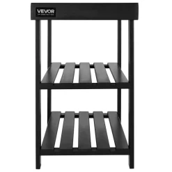 VEVOR Shoe Rack Bench, 3-Tier Bamboo Entryway Bench, Shoe Storage Organizer Holds Up to 286 lbs, 27.6 x 11.3 x 17.8 Inches, for Front Door, Hallway, Living Room, Bedroom, Black