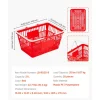 VEVOR Shopping Baskets, 20 PCS, 21L Stackable PE Plastic Grocery Baskets with Handles, Dense Mesh Structure, Holds up to 20 lbs, Portable for Grocery, Retail, Stores, Supermarket, Home Use, Red