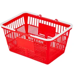 VEVOR Shopping Baskets, 12 PCS, 22L Stackable Metal Grocery Baskets with Handles, Dense Mesh Structure, Holds up to 44 lbs, Portable for Grocery, Retail, Stores, Supermarket, Bookstore, Home Use, Red