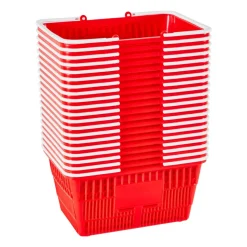 VEVOR Shopping Baskets, 12 PCS, 22L Stackable Metal Grocery Baskets with Handles, Dense Mesh Structure, Holds up to 44 lbs, Portable for Grocery, Retail, Stores, Supermarket, Bookstore, Home Use, Red