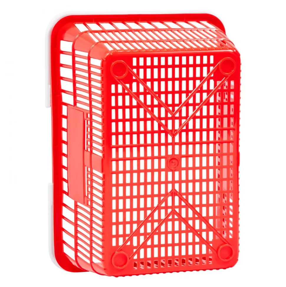 VEVOR Shopping Baskets, 12 PCS, 22L Stackable Metal Grocery Baskets with Handles, Dense Mesh Structure, Holds up to 44 lbs, Portable for Grocery, Retail, Stores, Supermarket, Bookstore, Home Use, Red
