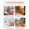 VEVOR Shopping Baskets, 4 PCS, 21L Stackable PE Plastic Grocery Baskets with Handles, Dense Mesh Structure, Holds up to 20 lbs, Portable for Grocery, Retail, Stores, Supermarket, Home Use, Red