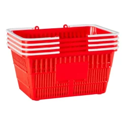 VEVOR Shopping Baskets, 12 PCS, 21L Stackable PE Plastic Grocery Baskets with Handles, Dense Mesh Structure, Holds up to 20 lbs, Portable for Grocery, Retail, Stores, Supermarket, Home Use, Black