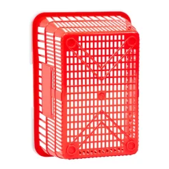 VEVOR Shopping Baskets, 12 PCS, 21L Stackable PE Plastic Grocery Baskets with Handles, Dense Mesh Structure, Holds up to 20 lbs, Portable for Grocery, Retail, Stores, Supermarket, Home Use, Black