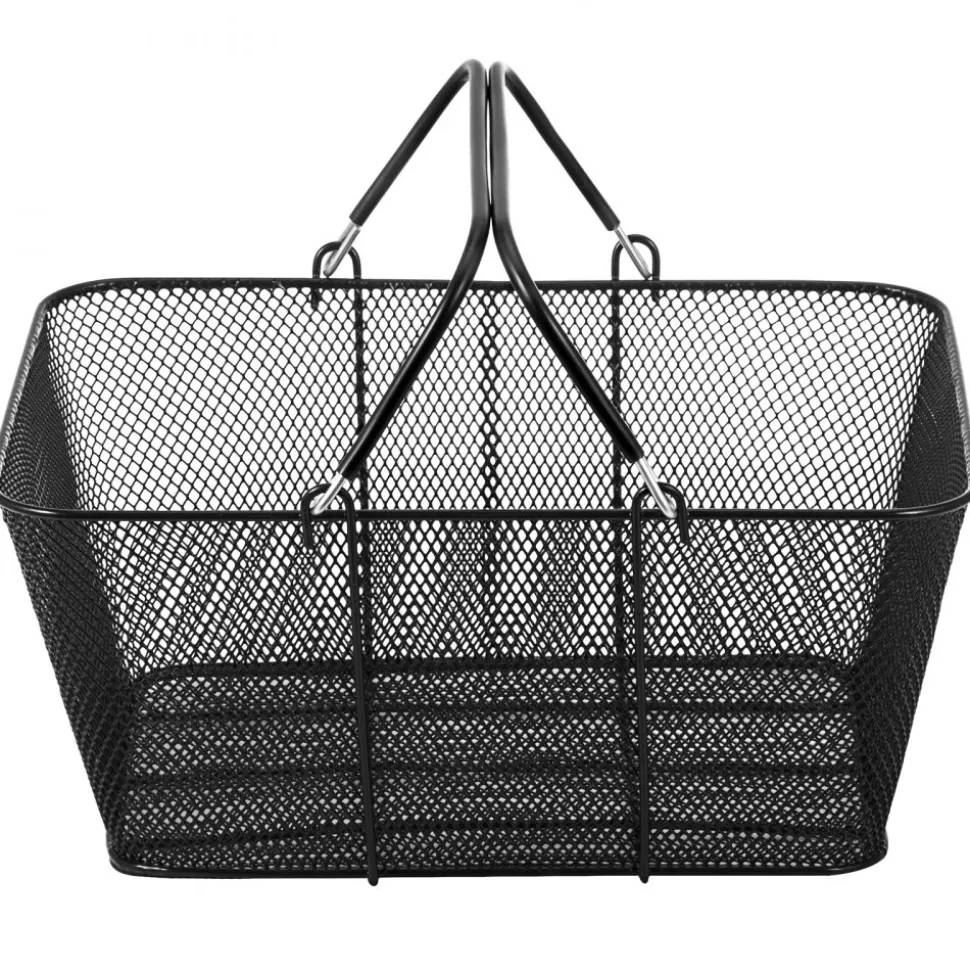 VEVOR Shopping Baskets with Handles, 12PCS, Black Metal Shopping Basket, Portable Wire Shopping Basket, Black Wire Mesh shopping Basket Set for Supermarkets, Retail Stores, Grocery Shopping, Black