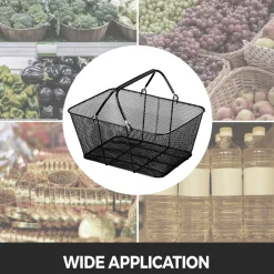 VEVOR Shopping Baskets with Handles, 12PCS, Black Metal Shopping Basket, Portable Wire Shopping Basket, Black Wire Mesh shopping Basket Set for Supermarkets, Retail Stores, Grocery Shopping, Black