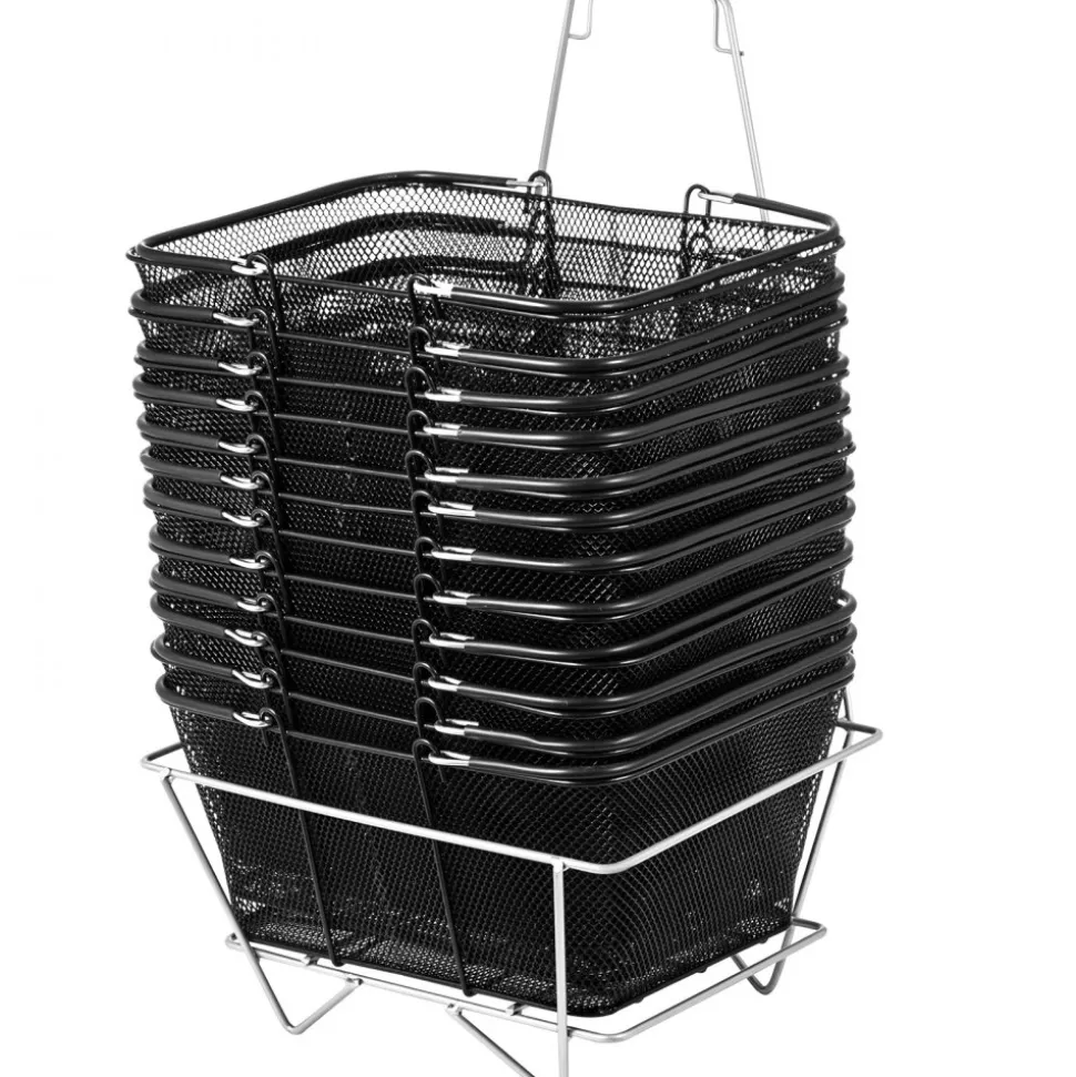 VEVOR Shopping Baskets with Handles, 12PCS, Black Metal Shopping Basket, Portable Wire Shopping Basket, Black Wire Mesh shopping Basket Set for Supermarkets, Retail Stores, Grocery Shopping, Black