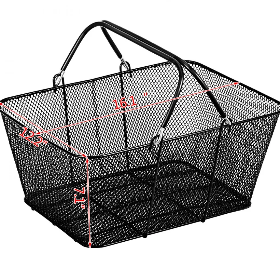 VEVOR Shopping Baskets with Handles, 12PCS, Black Metal Shopping Basket, Portable Wire Shopping Basket, Black Wire Mesh shopping Basket Set for Supermarkets, Retail Stores, Grocery Shopping, Black