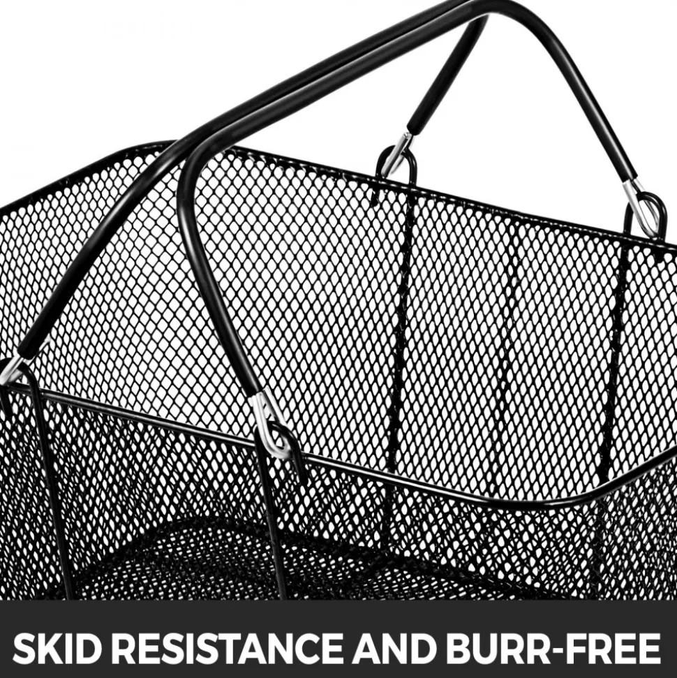 VEVOR Shopping Baskets with Handles, 12PCS, Black Metal Shopping Basket, Portable Wire Shopping Basket, Black Wire Mesh shopping Basket Set for Supermarkets, Retail Stores, Grocery Shopping, Black