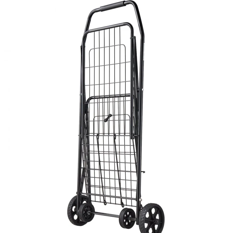 VEVOR Shopping Cart, Folding Grocery Utility Cart with Swivel Wheels, 90 LBS Large Load Capacity, Heavy Duty Rolling Laundry Basket Butler for Laundry, Shopping, Camping, Grocery, Luggage, Black