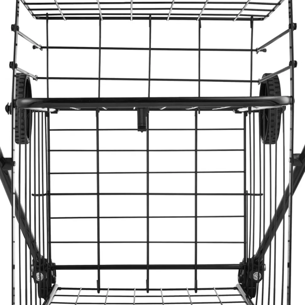VEVOR Shopping Cart, Folding Grocery Utility Cart with Dual Baskets, Waterproof Liner & Wheels, 100 LBS Large Load Capacity, Heavy Duty Laundry Basket for Laundry, Shopping, Camping, Grocery, Luggage