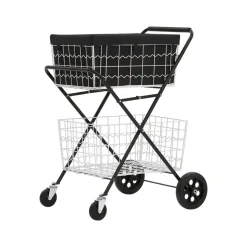 VEVOR Shopping Cart 2-Tier with Wheels Foldable for Grocery 88lbs Capacity, Heavy Duty Utility Cart with 2 Detachable Storage Baskets, 360° Rolling Swivel Wheels, for Groceries, Warehouse, Supermarket
