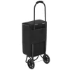 VEVOR Shopping Cart with Wheels Foldable Trolley Dolly for Groceries Black, 2-in-1 Rolling Utility Cart with Detachable Bag, Soft Foam Handle, Storage Compartments, Compact for Market Laundry Camping