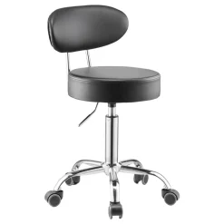 VEVOR Shop Stool with Backrest, Pneumatic Garage Seat/Work Stool with Wheels, 300 lbs Load, Adjustable Roller Creeper Seat, 360° Swivel Padded Workshop Stool, for Garage, Shop & Auto Repair, Black