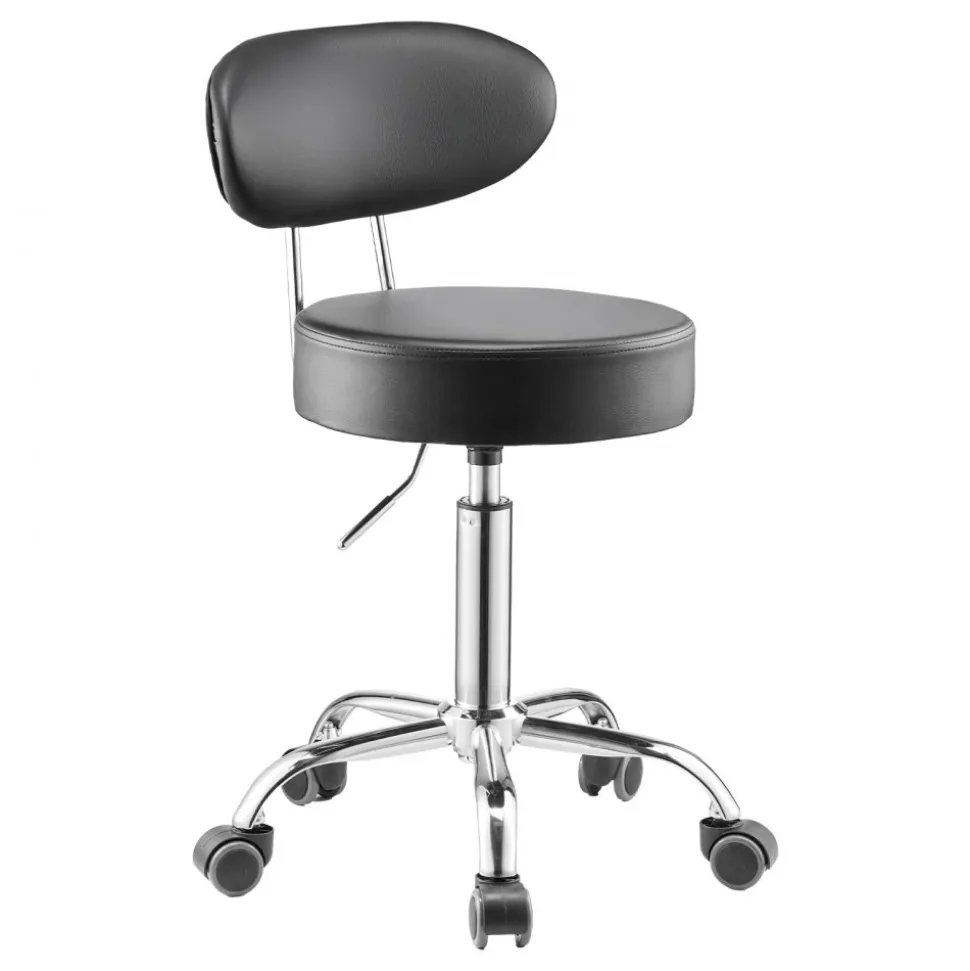 VEVOR Shop Stool with Backrest, Pneumatic Garage Seat/Work Stool with Wheels, 300 lbs Load, Adjustable Roller Creeper Seat, 360° Swivel Padded Workshop Stool, for Garage, Shop & Auto Repair, Black