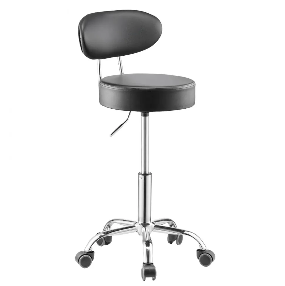 VEVOR Shop Stool with Backrest, Pneumatic Garage Seat/Work Stool with Wheels, 300 lbs Load, Adjustable Roller Creeper Seat, 360° Swivel Padded Workshop Stool, for Garage, Shop & Auto Repair, Black