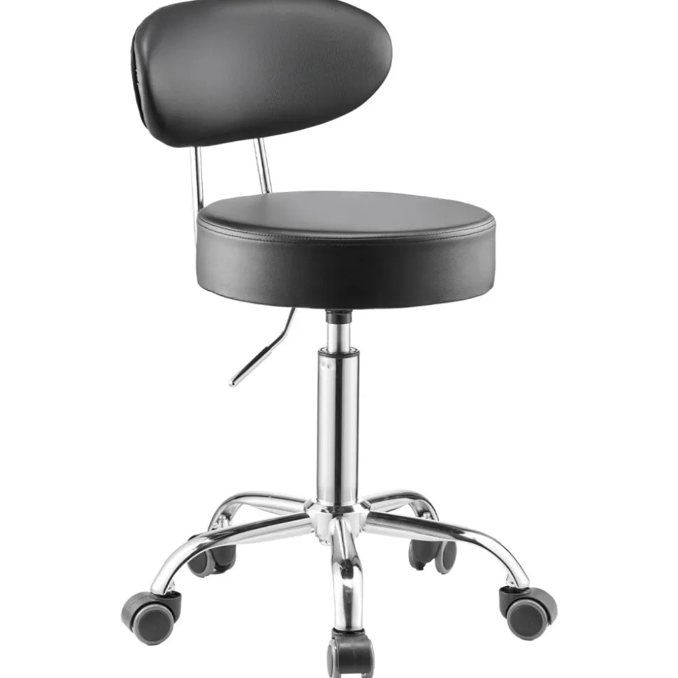 VEVOR Shop Stool with Backrest, Pneumatic Garage Seat/Work Stool with Wheels, 300 lbs Load, Adjustable Roller Creeper Seat, 360° Swivel Padded Workshop Stool, for Garage, Shop & Auto Repair, Black