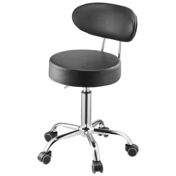 VEVOR Shop Stool with Backrest, Pneumatic Garage Seat/Work Stool with Wheels, 300 lbs Load, Adjustable Roller Creeper Seat, 360° Swivel Padded Workshop Stool, for Garage, Shop & Auto Repair, Black