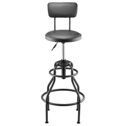 VEVOR Shop Stool with Backrest, Pneumatic Garage Seat/Work Stool with 300 lbs Capacity, Adjustable Height Roller Creeper Seat, 360° Swivel Padded Workshop Stool, for Garage, Shop & Auto Repair, Black
