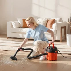 VEVOR Shop Vac, 2.6 Gallon Dry Shop Vacuum, 2.5 Peak HP Portable with 800W Input Power, Various Nozzles, 1.25in Diameter x 4ft Hose, 9.2ft Cord for Home, Garage, Jobsite, Workshop, Black Orange